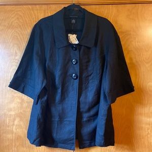 NWT Lane Bryant Linen Blend Black Short Sleeves Jacket Size 26